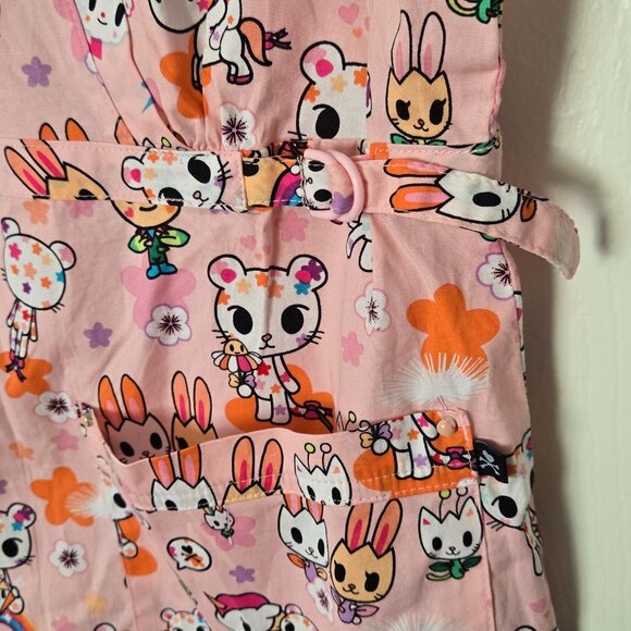 Tokidoki by Koi Pink Animals Women's Scrub Top XS - Picture 2 of 4